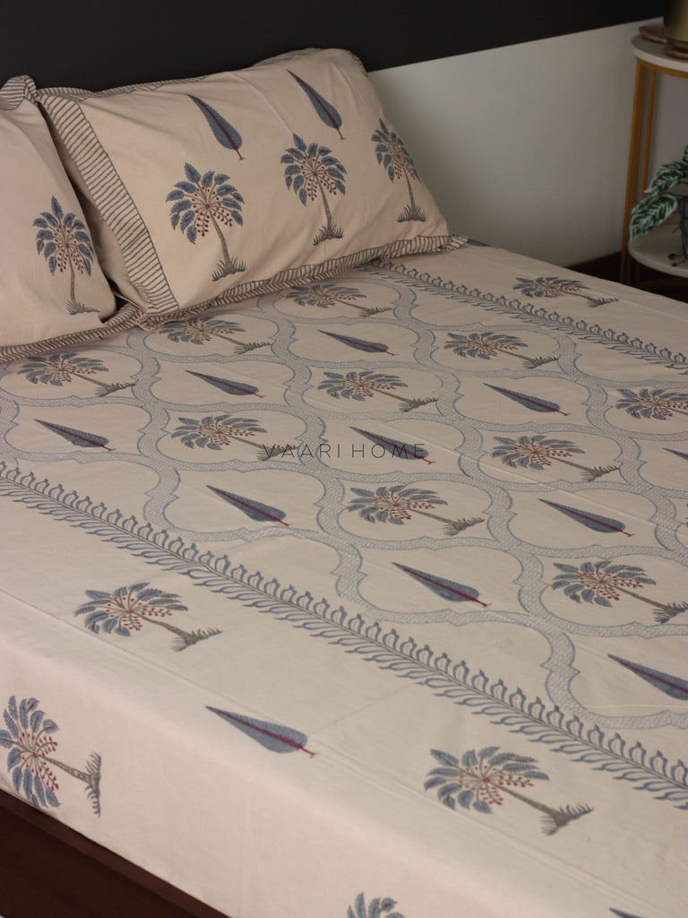 Palm Cypress Jaal cotton bedsheet