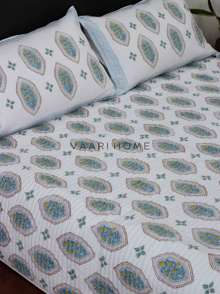 Bedcover Cotton Block Printed Quilted