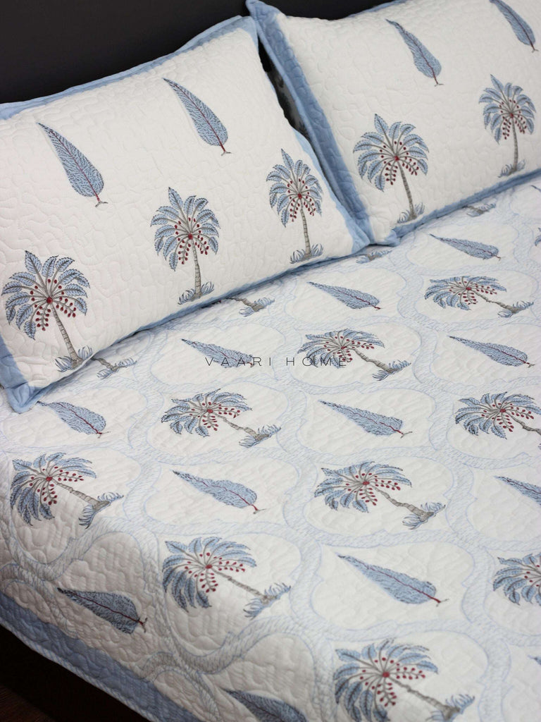 Palm quilted bedcover